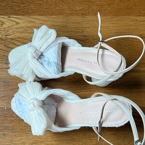 NWT BRAND NEW Loeffler Randall Cream Pleated Bow Sandals